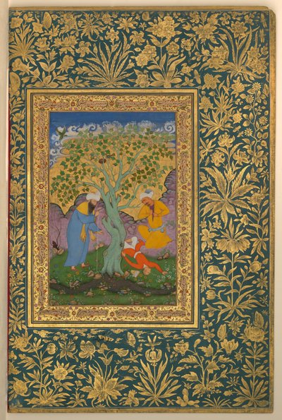 Aqa Riza, A Youth Fallen From a Tree, Folio from the Shah Jahan Album by Aqa Riza